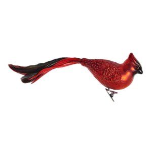 One Hundred 80 Degrees Red Cardinal Clip-On Glass Ornament